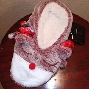 Christmas Reindeer Slippers Youth Size Med 13-1